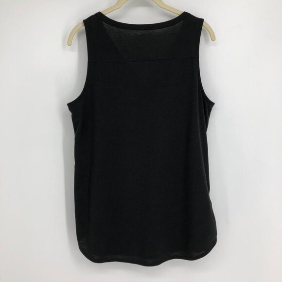 Eddie Bauer Black Sleeveless 1/4 Button Top Size M - Picture 2 of 16